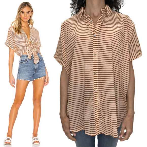 New acacia apricot stripe mombasa cotton silk P XS - Picture 3 of 12